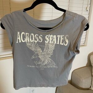 H&M Gray Graphic Tee with Eagle Design